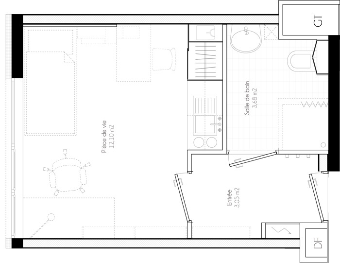 plan appartement echelle